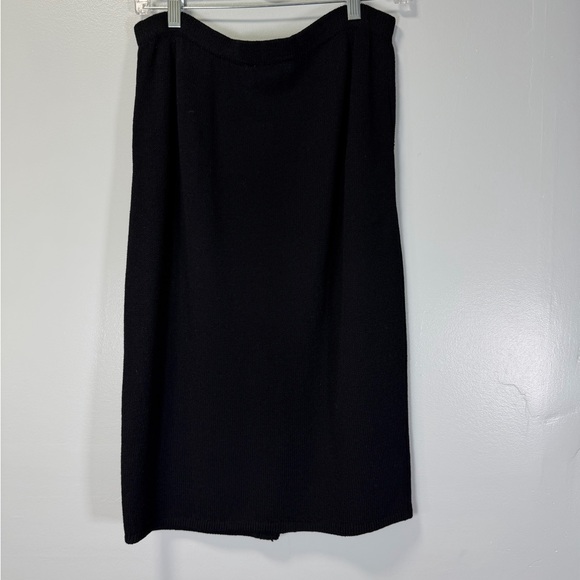 St. John Vintage Knit Black Button-Down Dress Midi Skirt Sz 6 - Picture 4 of 7